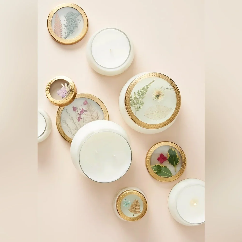 Anthropologie Floral Press Candle NWT